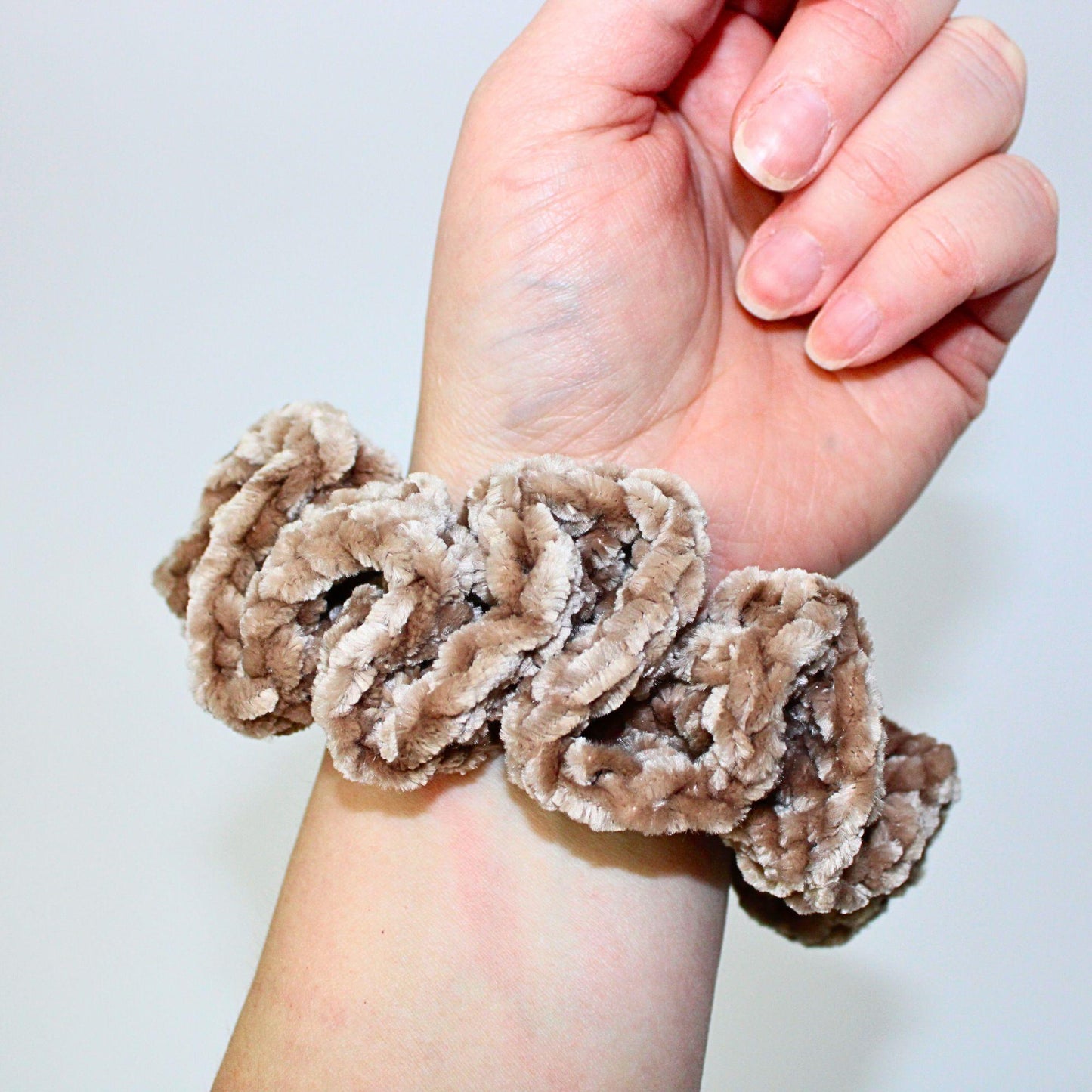 Handmade Velvet Crochet Scrunchies – Soft Hair Ties