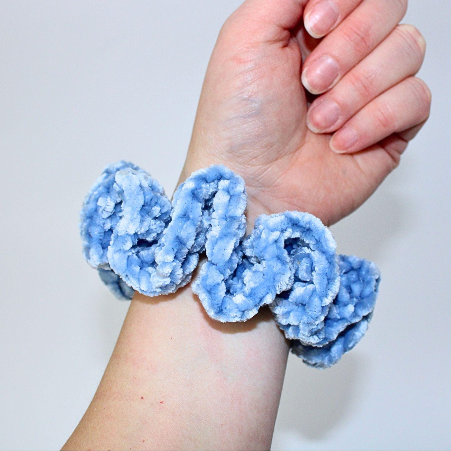 Handmade Velvet Crochet Scrunchies – Soft Hair Ties