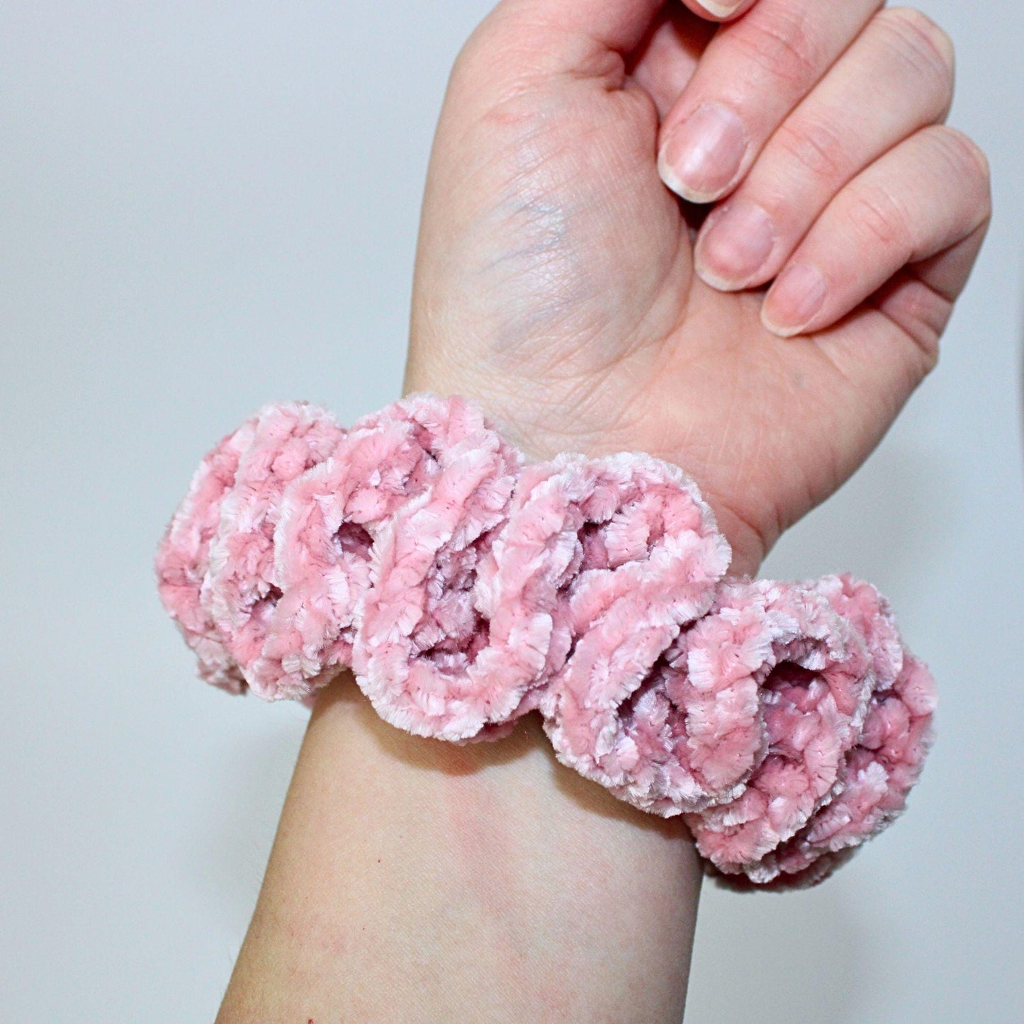 Handmade Velvet Crochet Scrunchies – Soft Hair Ties