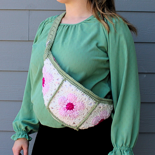 Cherry Blossom Pink - Crochet Crossbody Bag