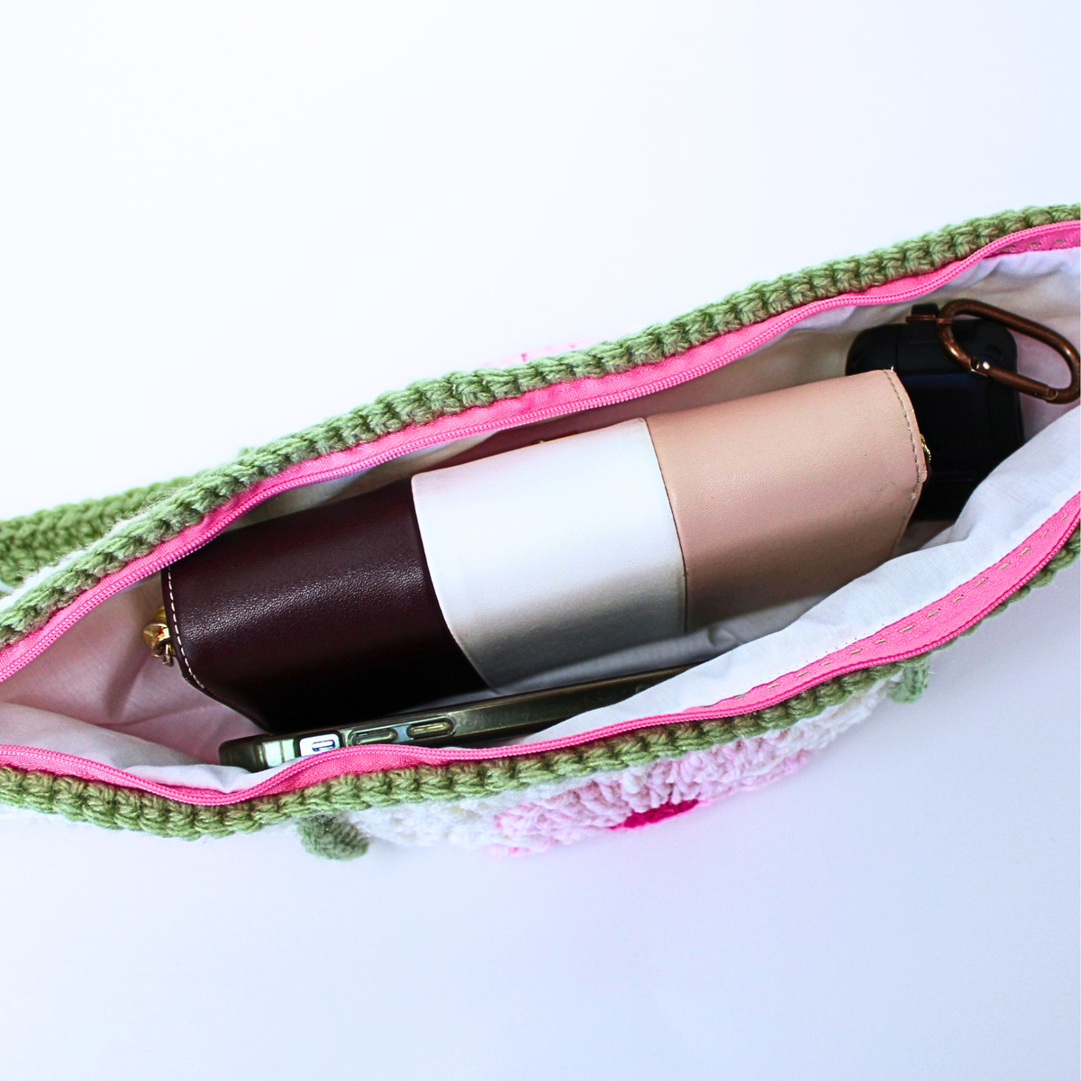 Cherry Blossom Pink - Crochet Crossbody Bag
