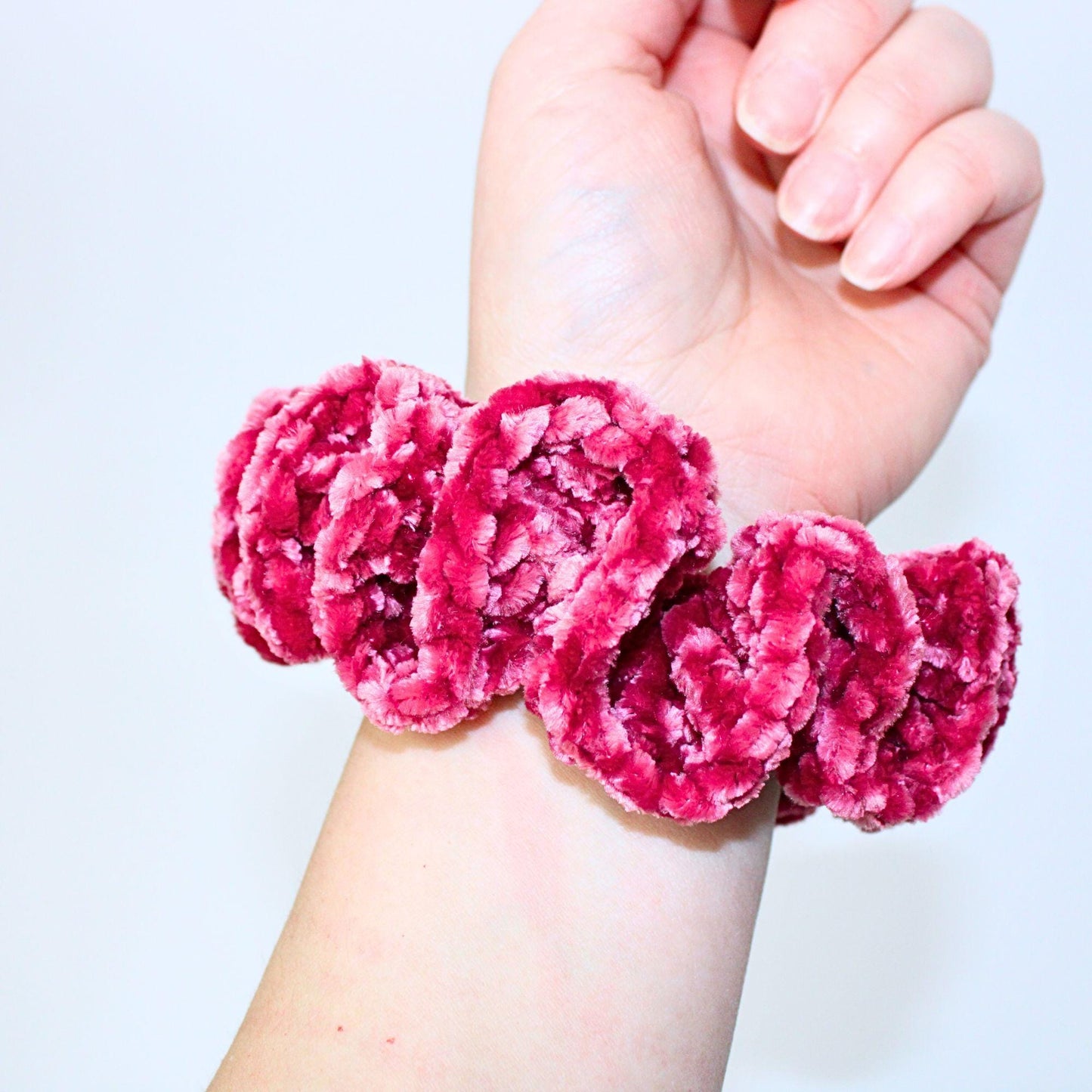 Handmade Velvet Crochet Scrunchies – Soft Hair Ties