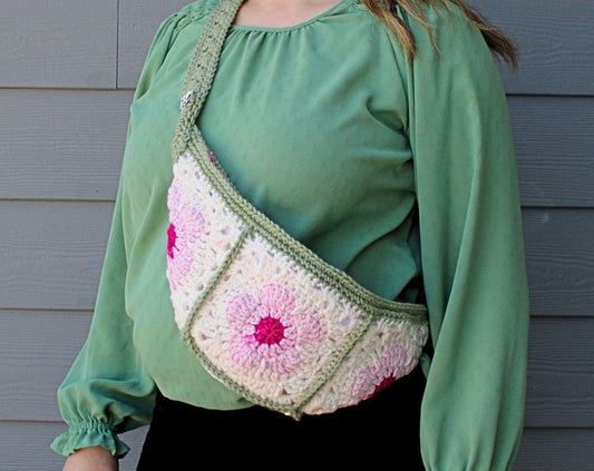 Cherry Blossom Pink - Crochet Crossbody Bag